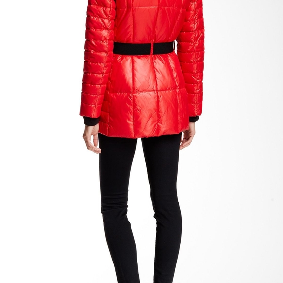 NWOT Marc New York Andew Marc Red Puffer Coyote Fur Hood Large - Picture 3 of 14